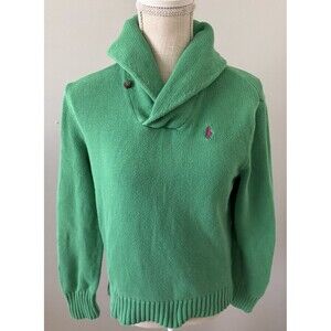 Ralph Lauren Sport Green Knit Shawl Collar Pullover Sweater Preppy Size‎ XL